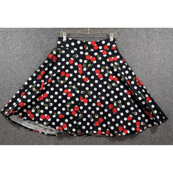 FANCYQUBE Polka Dot Cherry Print Skirt Zipper Detail Women's Feminime - Picture 11 of 16